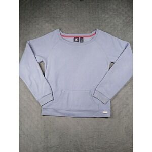 Duck Head Jeans Co Womens Fleece Sweatshirt Blue Scoop Neck Kangaroo Pocket L
